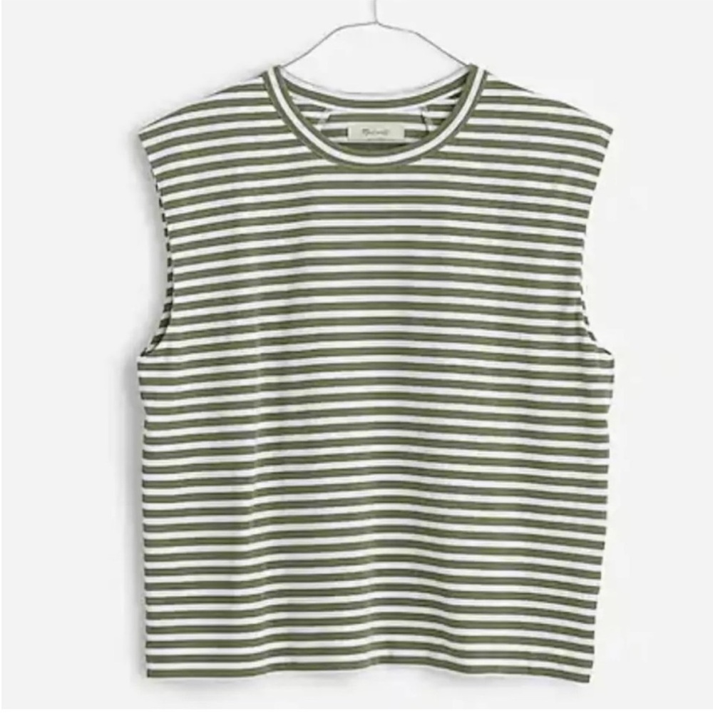 Madewell Striped Sleeveless Top - Green and White